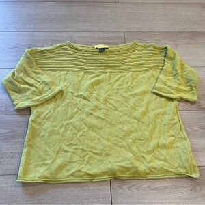 St. John Women’s Lime Green Boatneck Knit Perforated Raglan Top Size M